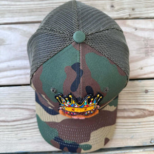 Chenille Dope Crown Bear Camo Patched Hat - Rebel P Customs