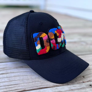 Chenille Dope Patched Hat in Black - Rebel P Customs