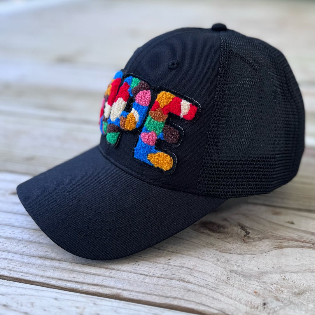 Chenille Dope Patched Hat in Black - Rebel P Customs