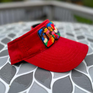 Chenille Dope Red Corduroy Patched Visor - Rebel P Customs