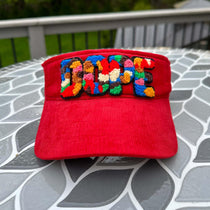 Chenille Dope Red Corduroy Patched Visor - Rebel P Customs