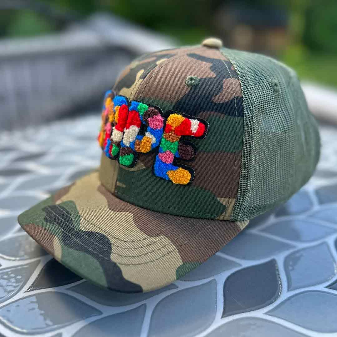 Chenille Dope Youth Camo Patched Hat - Rebel P Customs