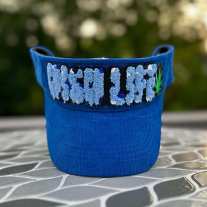 Chenille High Life Blue Corduroy Patched Visor - Rebel P Customs