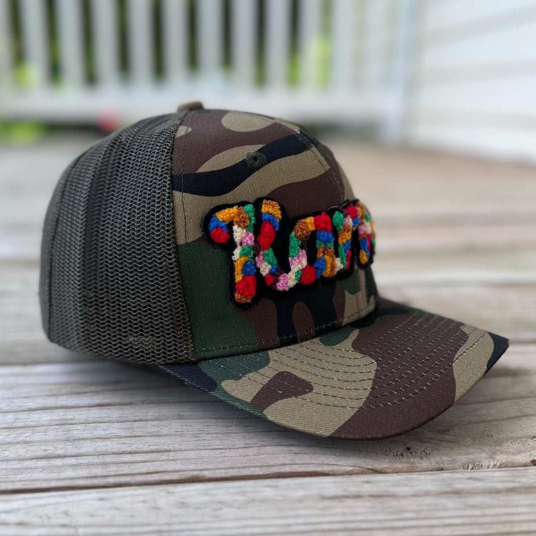 Chenille Karma Camo Patched Hat - Rebel P Customs