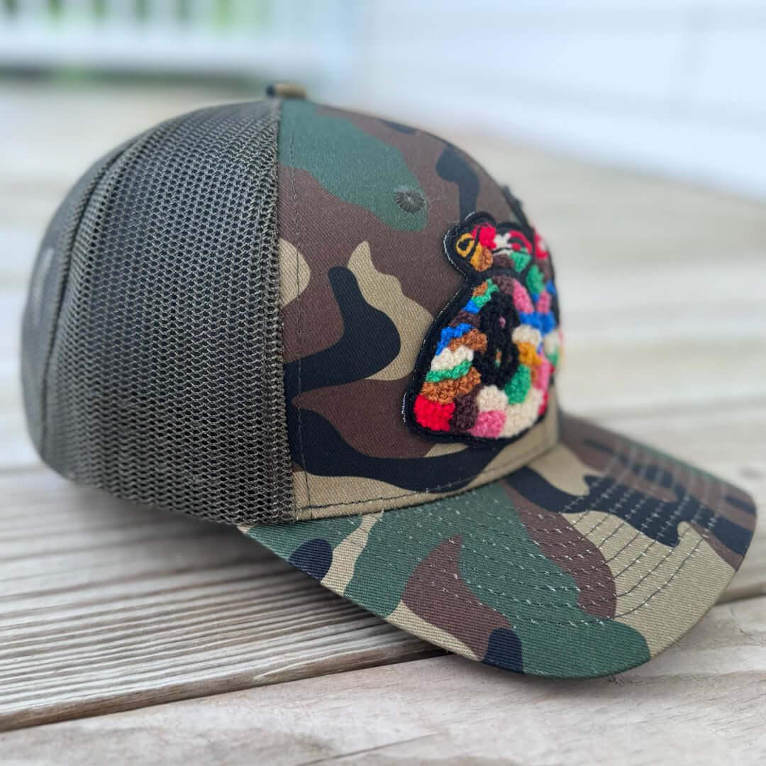 Chenille Money Bag Camo Patched Hat - Rebel P Customs