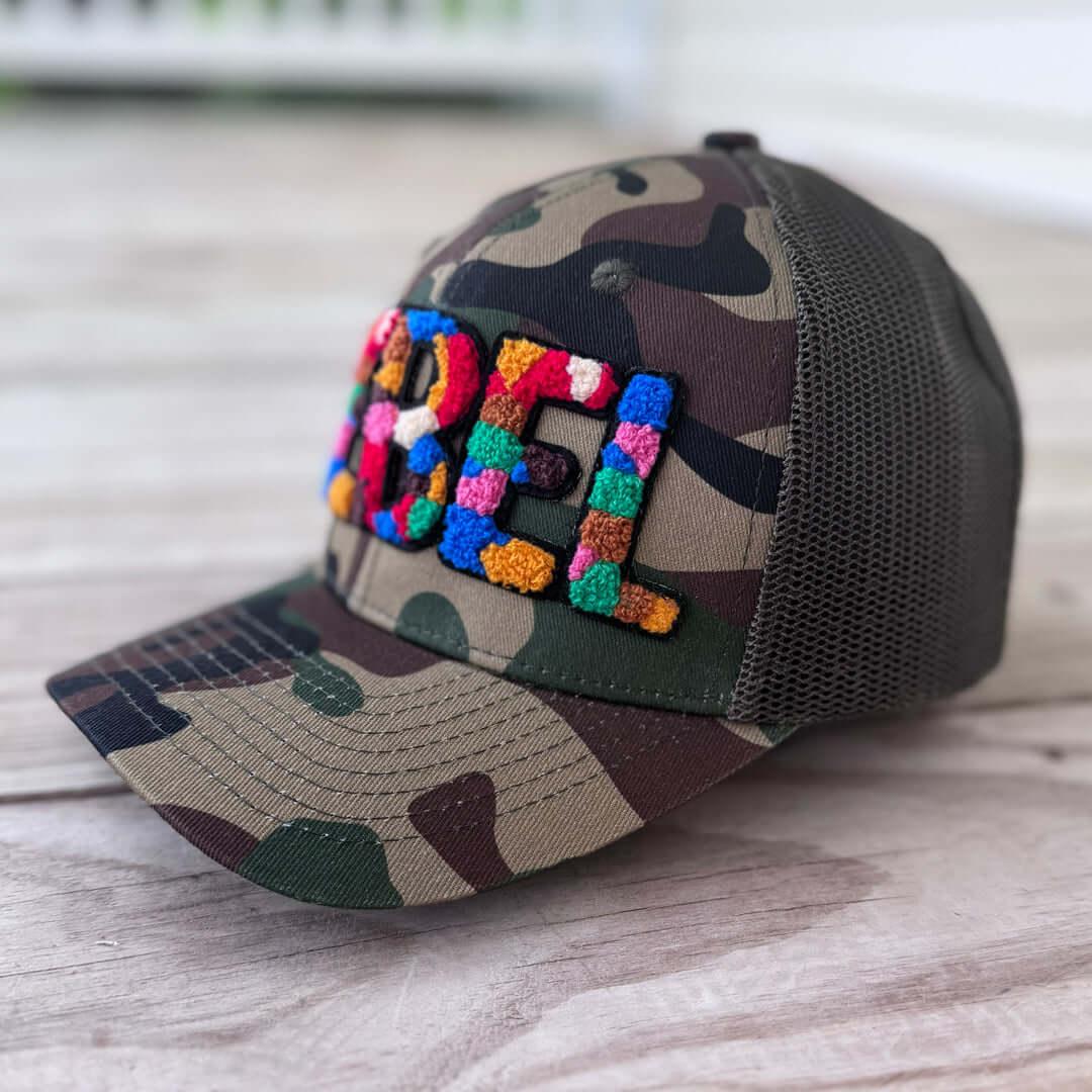 Chenille Rebel Camo Patched Hat - Rebel P Customs