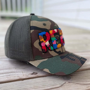 Chenille Rebel Camo Patched Hat - Rebel P Customs