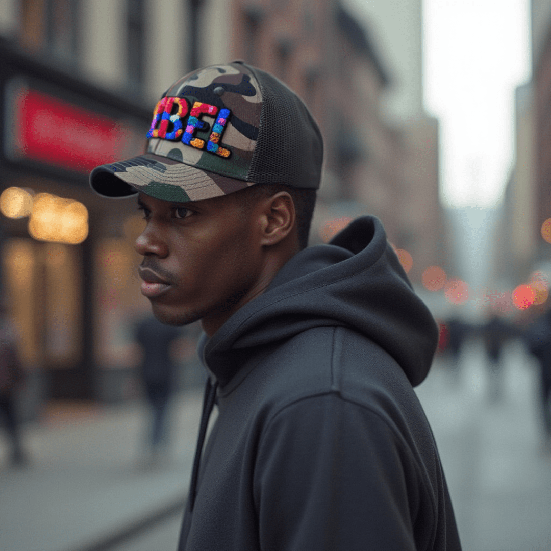 Chenille Rebel Camo Patched Hat - Rebel P Customs