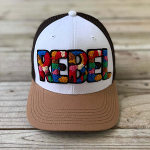 Chenille Rebel Patched Mid-Pro Snapback Trucker Cap - Rebel P Customs