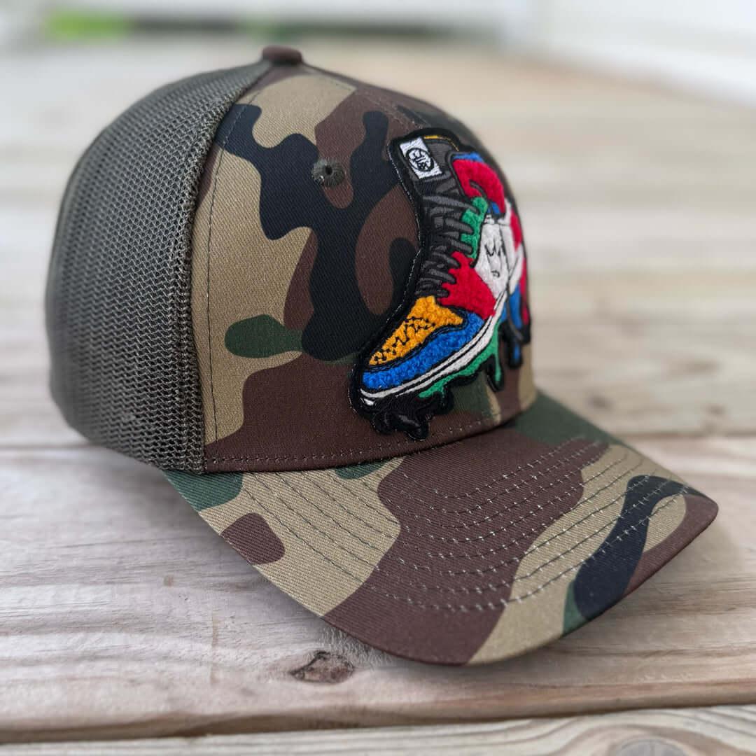 Chenille Rebel Sneaker Camo Patched Hat - Rebel P Customs