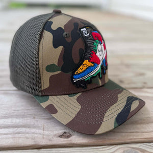 Chenille Rebel Sneaker Camo Patched Hat - Rebel P Customs
