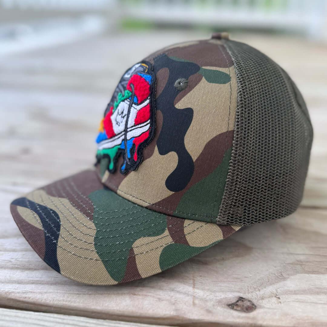 Chenille Rebel Sneaker Camo Patched Hat - Rebel P Customs