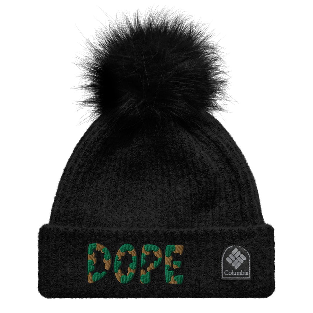 Dope Chunky Cable Pom Pom Patched Beanie