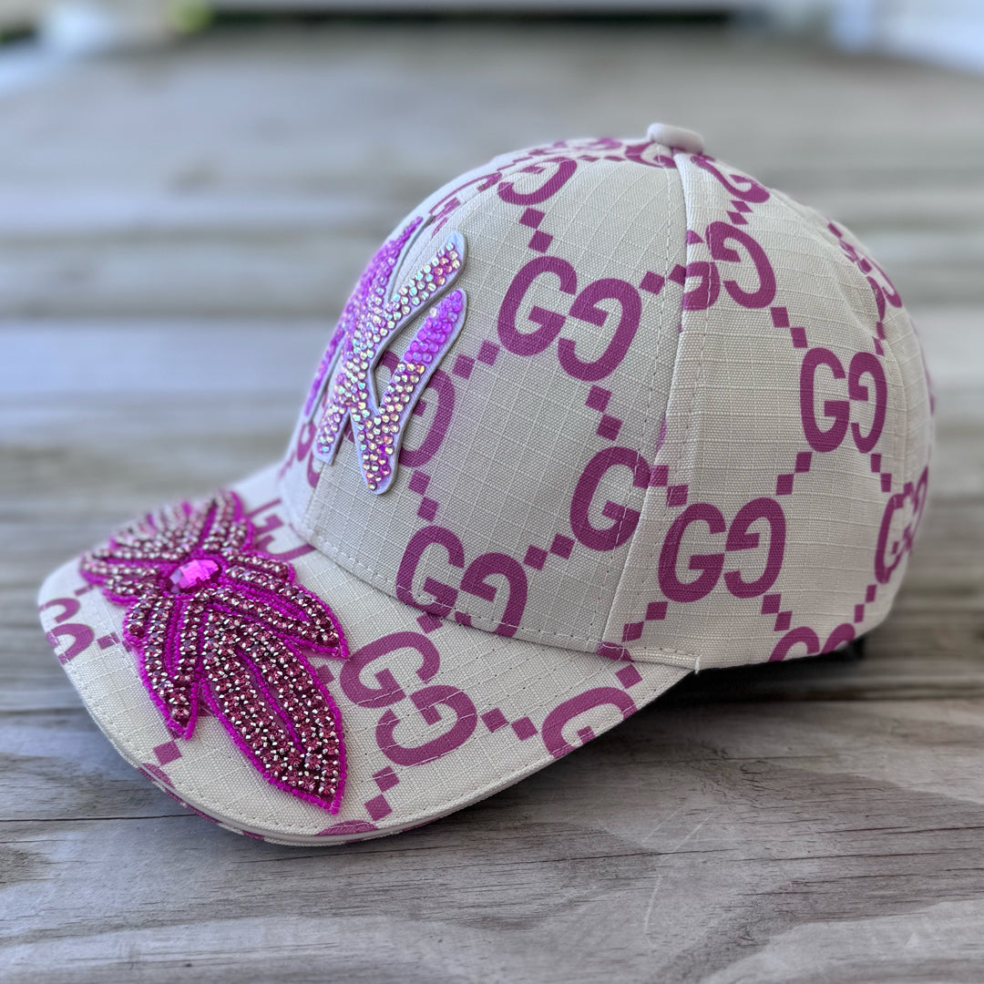 Limited Edition Custom NY Pink Crystal Applique Hat