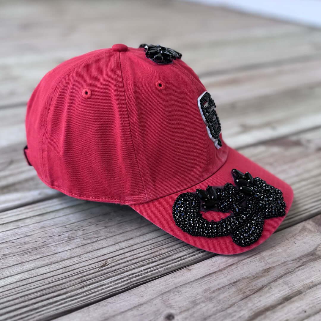 Custom Beaded Black Crystal Applique SF Hat - Rebel P Customs