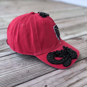 Custom Beaded Black Crystal Applique SF Hat - Rebel P Customs