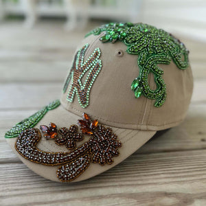 Custom Beaded Crystal Multicolor Applique Big New York Hat - Rebel P Customs