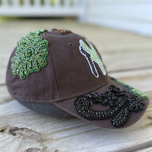 Custom Beaded Crystal Multicolor Applique Big New York Hat - Rebel P Customs