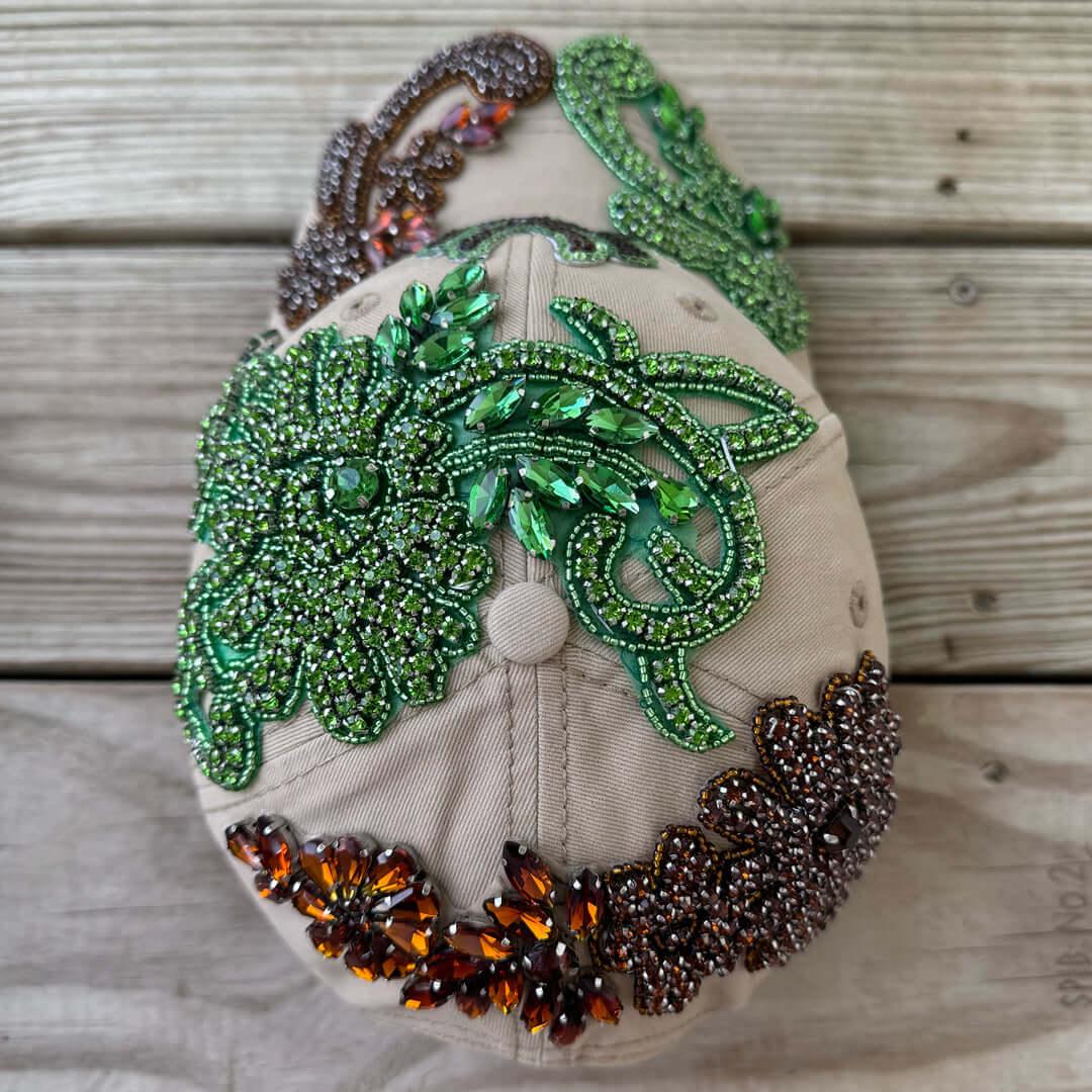 Custom Beaded Crystal Multicolor Applique Big New York Hat - Rebel P Customs