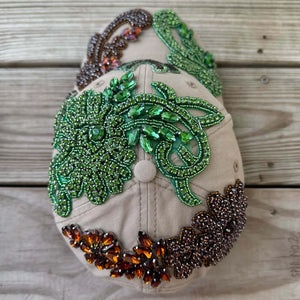 Custom Beaded Crystal Multicolor Applique Big New York Hat - Rebel P Customs