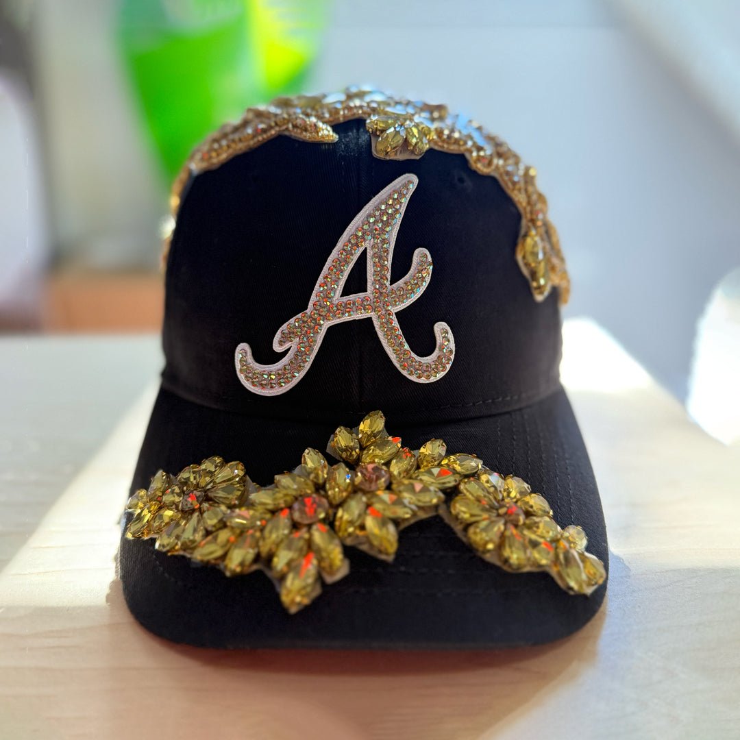 Custom Beaded Luminous Gold Crystal Applique ATL Hat - Rebel P Customs