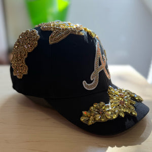 Custom Beaded Luminous Gold Crystal Applique ATL Hat - Rebel P Customs