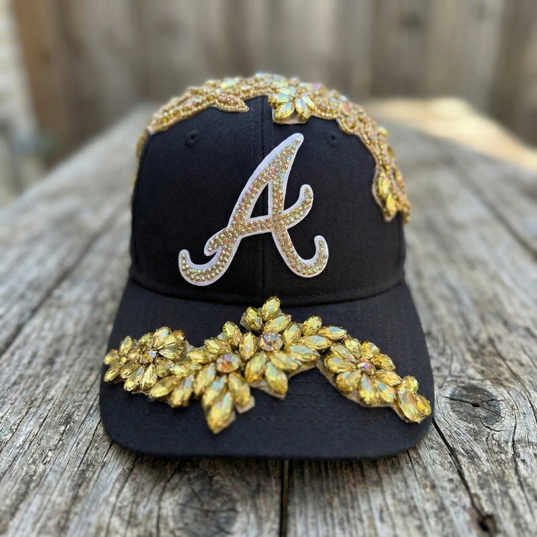 Custom Beaded Luminous Gold Crystal Applique ATL Hat - Rebel P Customs