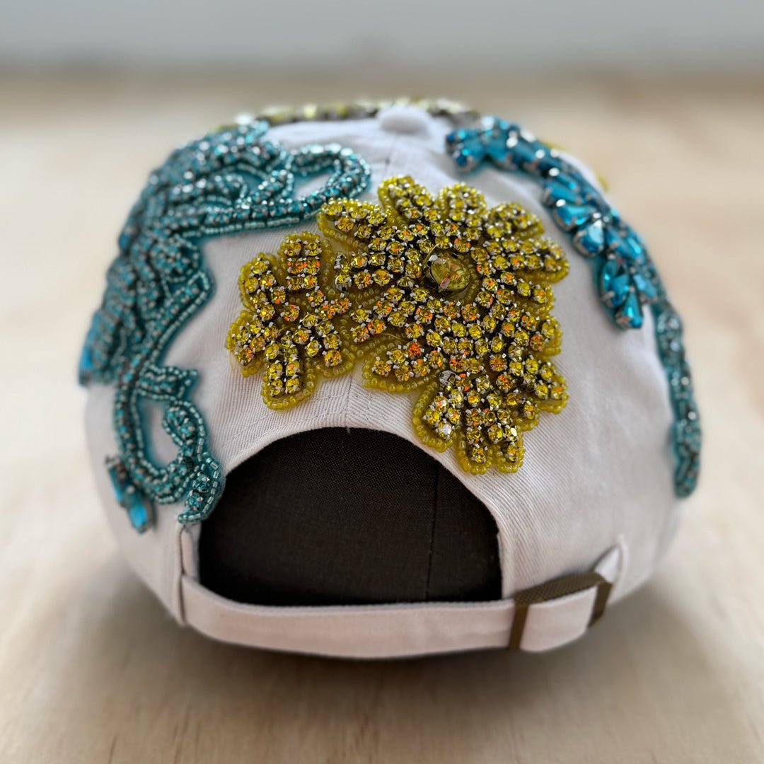 Custom Beaded Multicolor All Over Crystal Applique Hat - Rebel P Customs