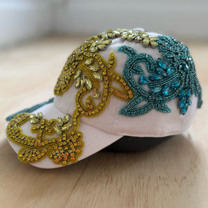 Custom Beaded Multicolor All Over Crystal Applique Hat - Rebel P Customs