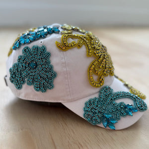 Custom Beaded Multicolor All Over Crystal Applique Hat - Rebel P Customs