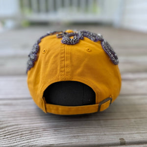 Custom Beaded Purple Crystal Applique LA Hat - Rebel P Customs