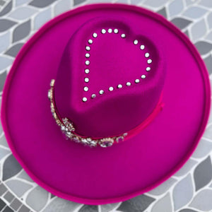 Custom Beaded Silver Crystal Applique Fedora Hat - Rebel P Customs