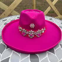 Custom Beaded Silver Crystal Applique Fedora Hat - Rebel P Customs