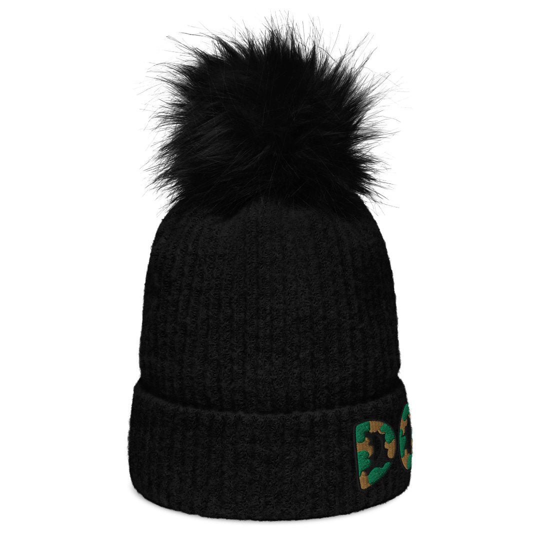 Dope Chunky Cable Pom Pom Patched Beanie - Rebel P Customs