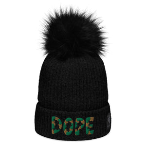 Dope Chunky Cable Pom Pom Patched Beanie - Rebel P Customs