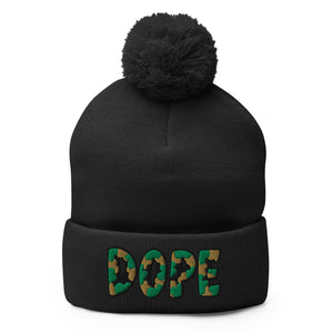 Dope Chunky Cable Pom Pom Patched Beanie - Rebel P Customs