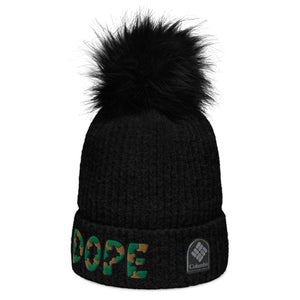 Dope Chunky Cable Pom Pom Patched Beanie - Rebel P Customs