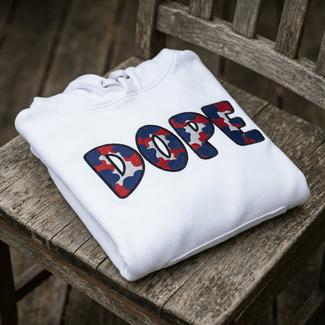 Dope Red White & Blue Patched Unisex Hoodie - Rebel P Customs