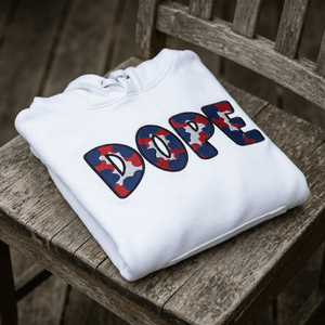 Dope Red White & Blue Patched Unisex Hoodie - Rebel P Customs