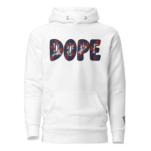Dope Red White & Blue Patched Unisex Hoodie - Rebel P Customs