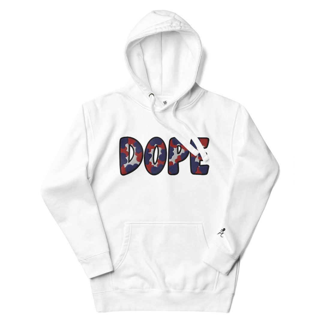 Dope Red White & Blue Patched Unisex Hoodie - Rebel P Customs