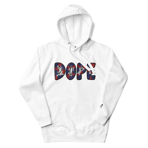 Dope Red White & Blue Patched Unisex Hoodie - Rebel P Customs