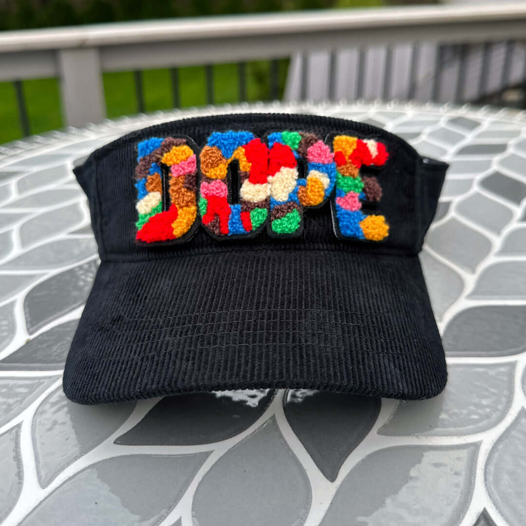 Chenille Dope Black Corduroy Patched Visor
