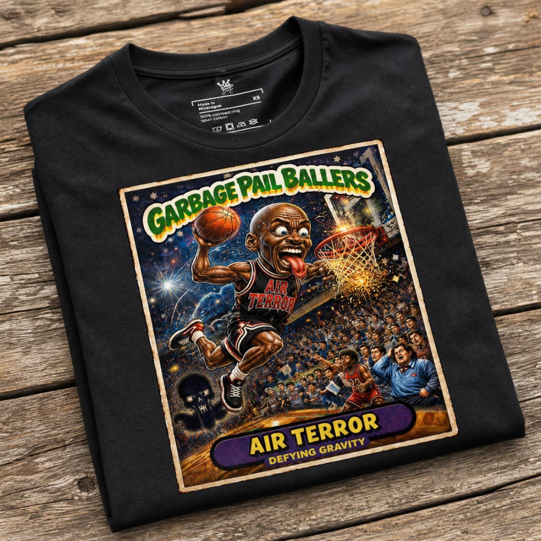 Folded View of Vintage Hardwood Classics Air Terror vintage basketball graphic t-shirt - Rebel P Customs
