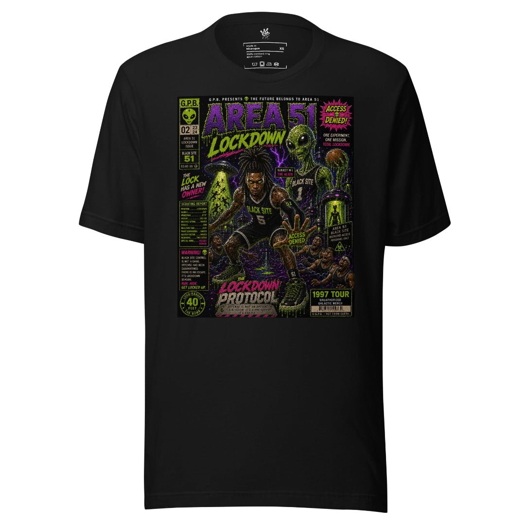 Garbage Pail Ballers “Area 51 Lockdown” Vintage Hardwood Unisex T-Shirt - Rebel P Customs