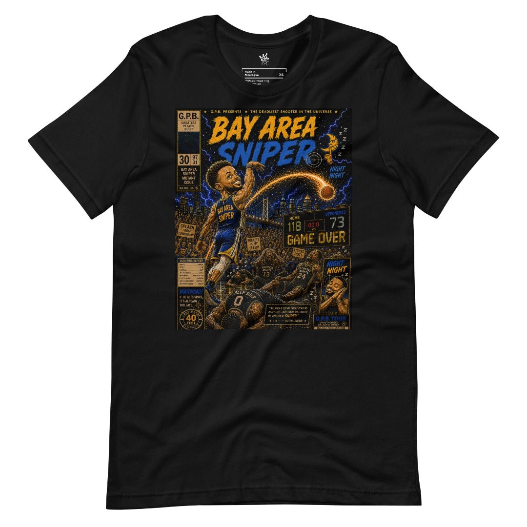 Wrinkled View of Garbage Pail Ballers “Bay Area Sniper” Vintage Hardwood Unisex T-Shirt - Rebel P Customs