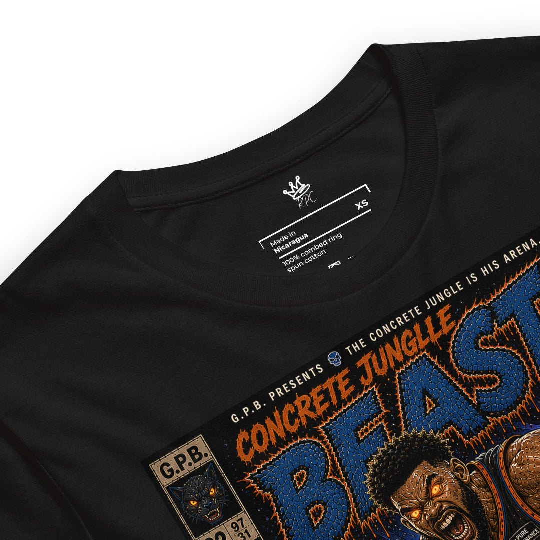 Detailed View Garbage Pail Ballers “Concrete Jungle Beast” Vintage Hardwood Unisex T-Shirt - Rebel P Customs