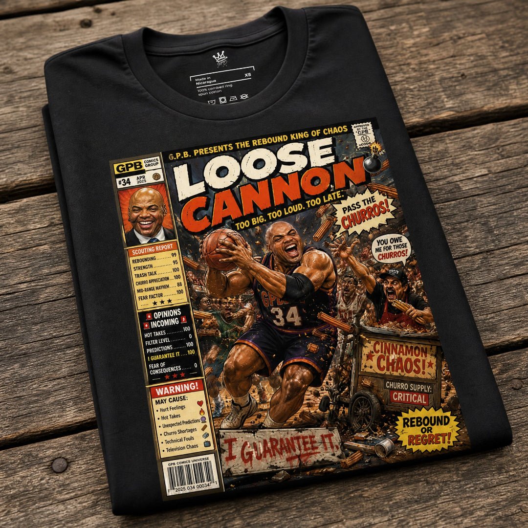 Folded Garbage Pail Ballers™ “Loose Cannon” Vintage Hardwood Unisex T-Shirt - Rebel P Customs