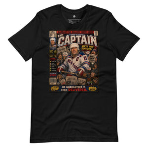 Black unisex T-shirt featuring The Guarantee Vintage Ice Classics hockey graphic design.