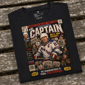 Black unisex T-shirt featuring The Guarantee Vintage Ice Classics hockey graphic design.